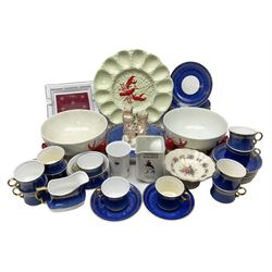 Carlton Ware lobster scallop dish and further two bowls, each supported by three lobsters, set of fourChampagne Laurent-Perrier ashtrays, Savoy China tea wares, Johnnie Walker jug etc