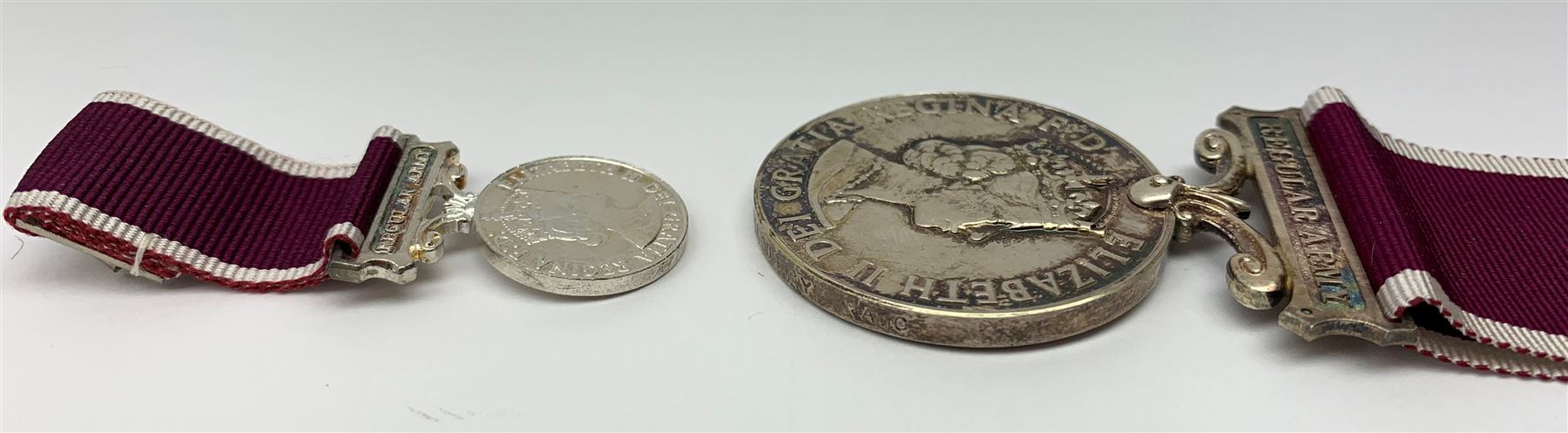 Queen Elizabeth II medal for Long Service and Good Conduct, awarded to '24312152 SGT J WILLOUGHBY RAMC', with unnamed miniature