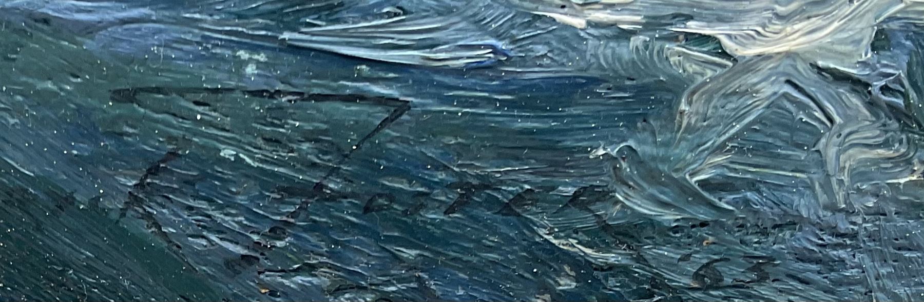 Tom Lowery (20th century): Racing Yacht 'Phylene' off the Needles Isle of Wight, oil on canvas covered board signed and dated 1968, titled verso 49cm x 75cm