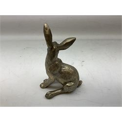 Composite bronzed model of a sitting hare, H22.5cm