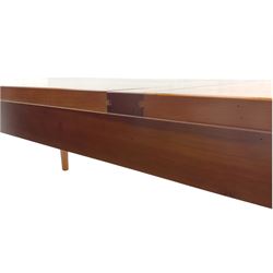 Grange Furniture cherry wood dining table, and eight chairs with rush seats