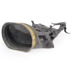 After Jules Moigniez, bronze figure of a goat climbing a rock, on oval plinth, inscribed signature, H28cm