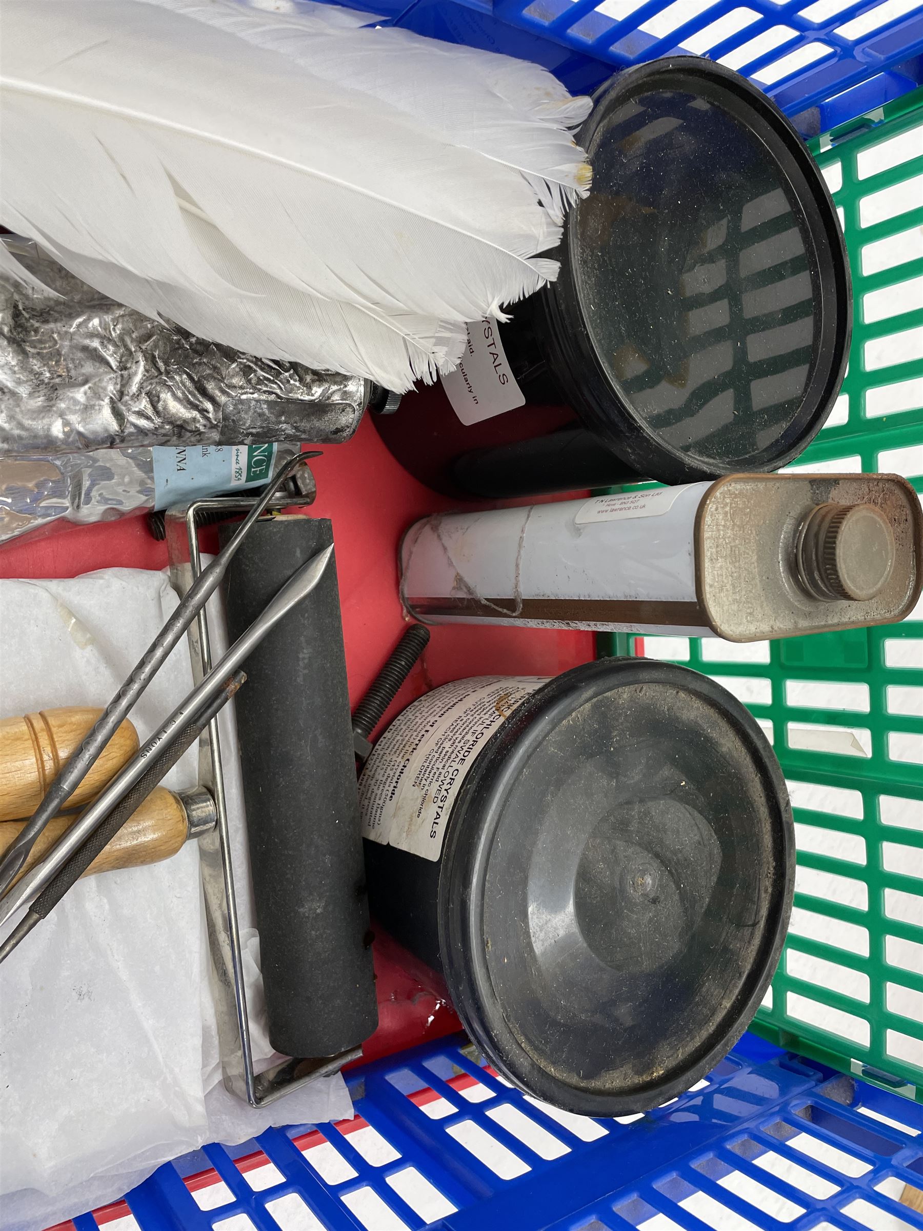 Tofko 'Norup Maxi' etching press, bench and accessories including: etching ink, rollers, varnish, etching ground etc. (bed size approx. 60cm x 41cm)