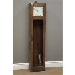  Gents' of Leicester oak cased electric master clock with pendulum, enclosed by glazed door, Arabic dial, H129cm   