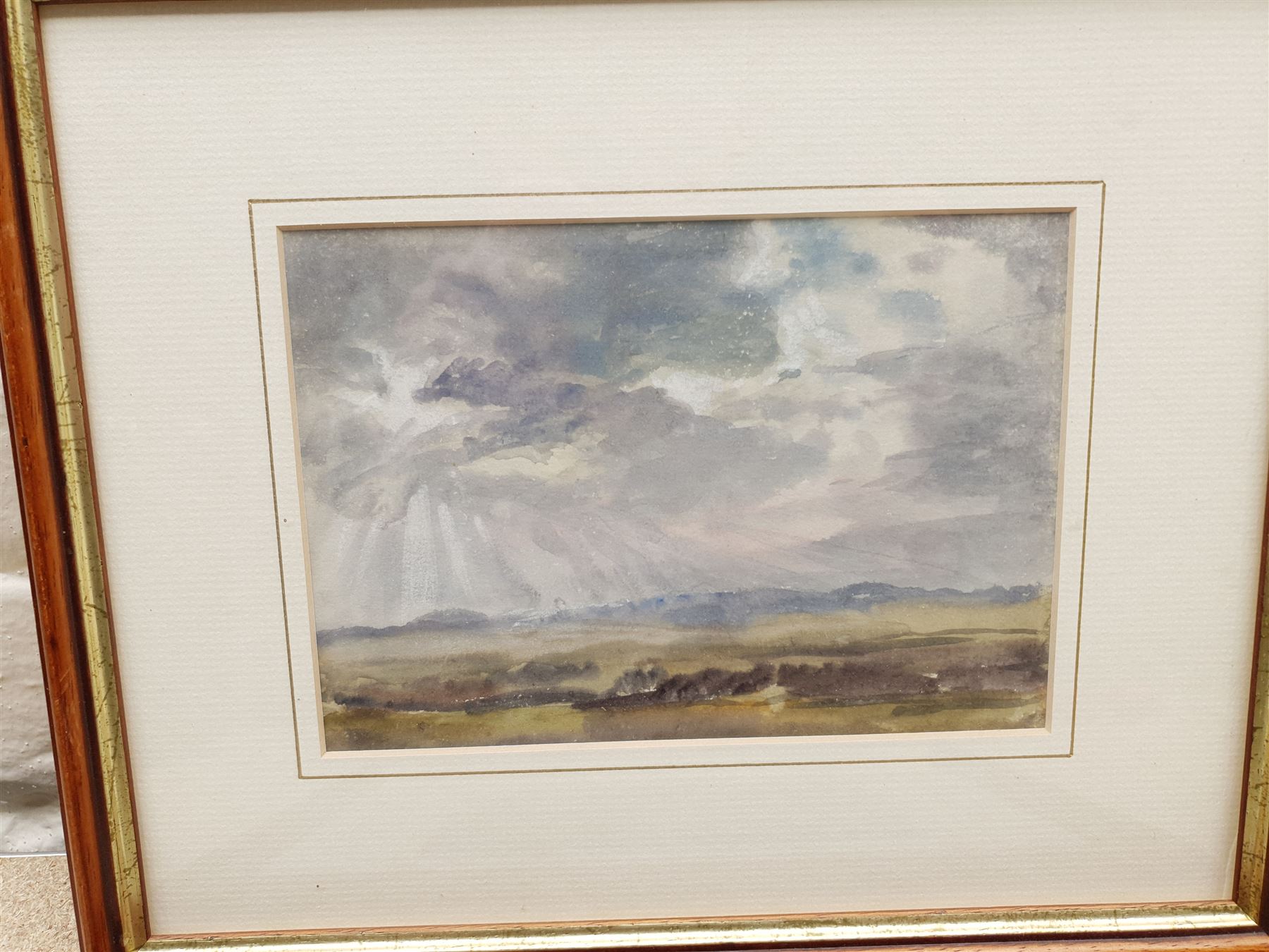 Thomas Hudson (British 1844-1920): 'A Recollection of Cox' and Sun Through the Clouds, pair watercolours, one signed titled and indistinctly dated on original label verso 12cm x 17cm