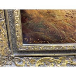 Robert Cleminson (British 1864-1903): Spaniels Flushing Pheasants, oil on canvas signed 39cm x 29cm