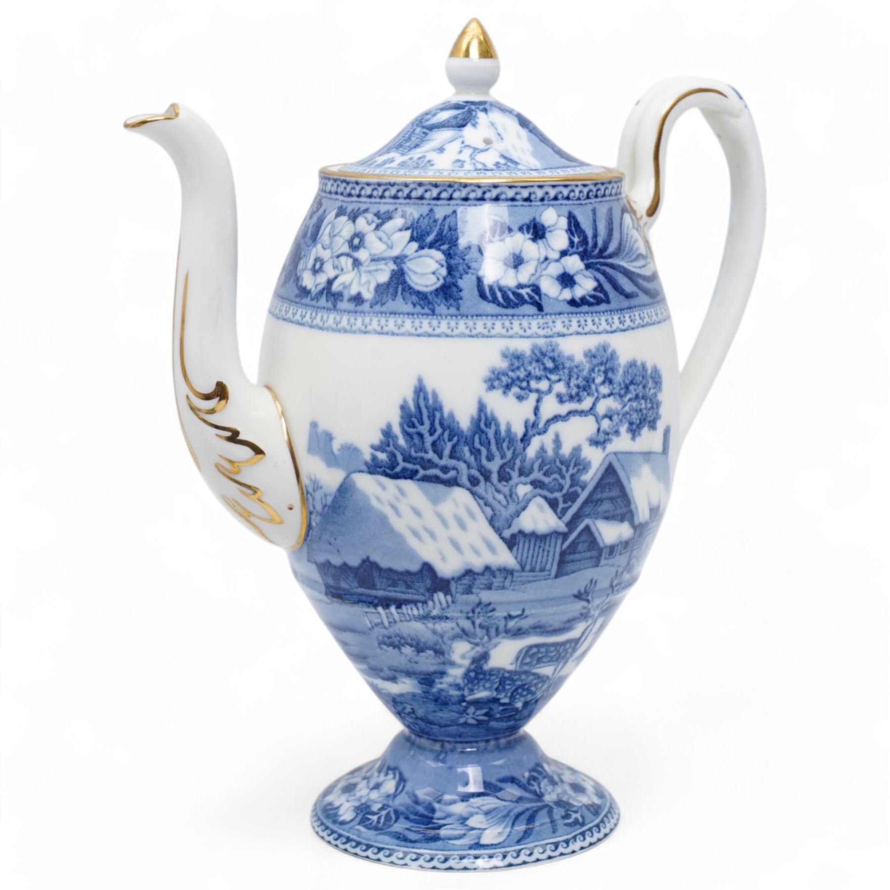 Pair of early 19th century Enoch Wood 'Grapevine Border Series' blue and white knife rests, another pair in the Willow pattern, Victorian T G Booth Indian Ornament razor box and cover and Wedgwood 'Fallow Deer' pattern coffee pot, cream jug, sugar bowl and cover and a coffee can and saucer