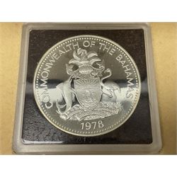 Two Commonwealth of the Bahamas 1978 ten dollar silver coins, both cased with certificates