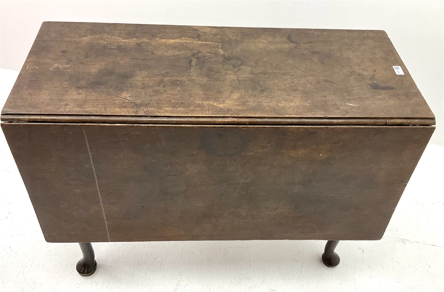 19th century mahogany drop leaf table, turned tapering supports on pad feet