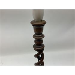 Wooden barley twist table lamp,  H47cm
