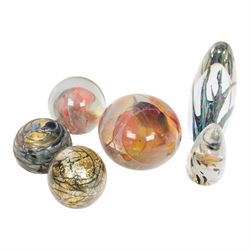  Pauline Solven paperweight, together with Island Studio Glass paperweight, Strathean glass and three others