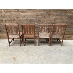 Set of 4 wooden garden chairs