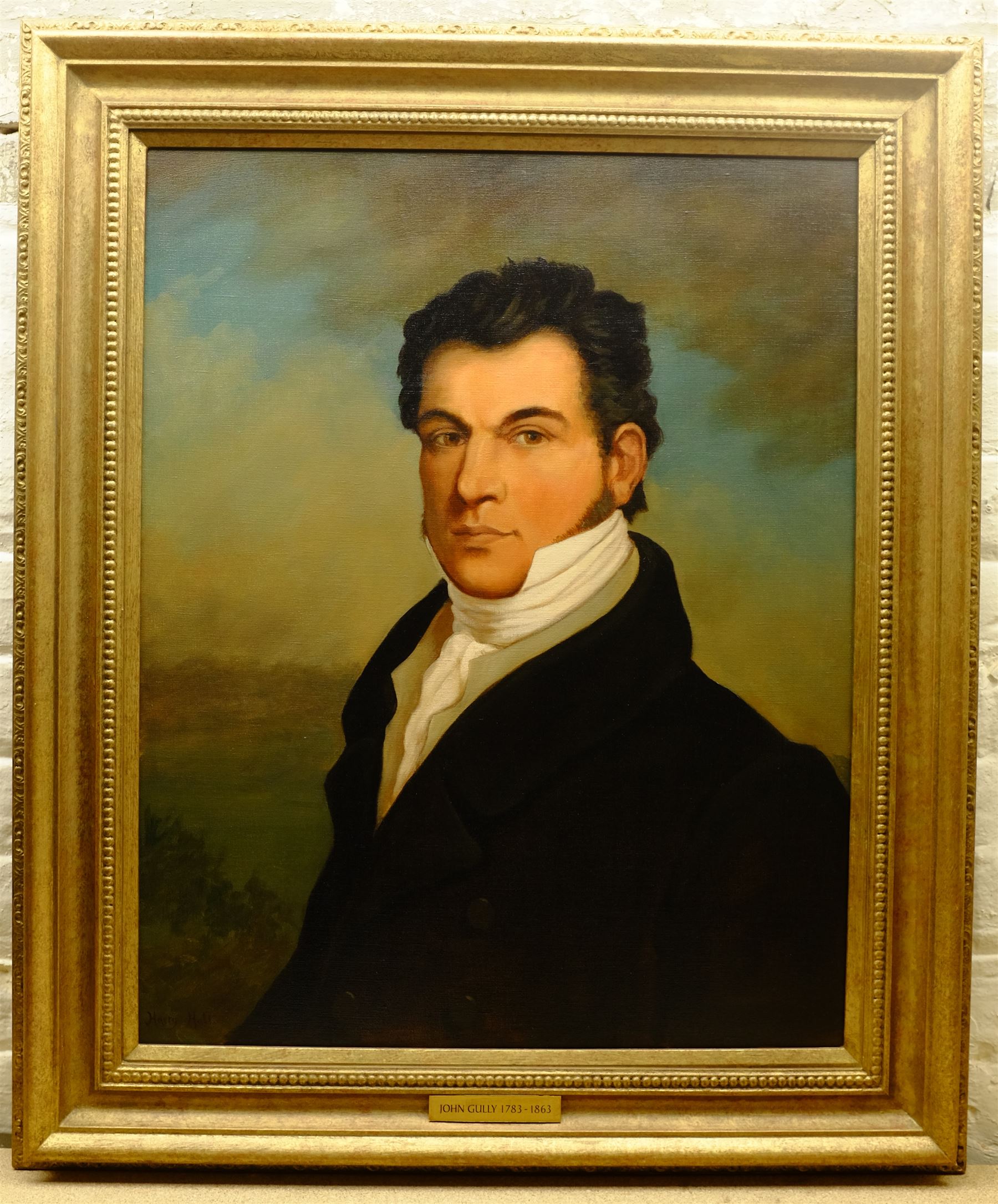 J Adams after Harry Hall (British c.1814-1882): Portrait of 'John Gully 1783-1863', oil on canvas signed and dated 2000 verso 75cm x 60cm