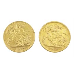 Two Queen Victoria 1900 gold half sovereign coins