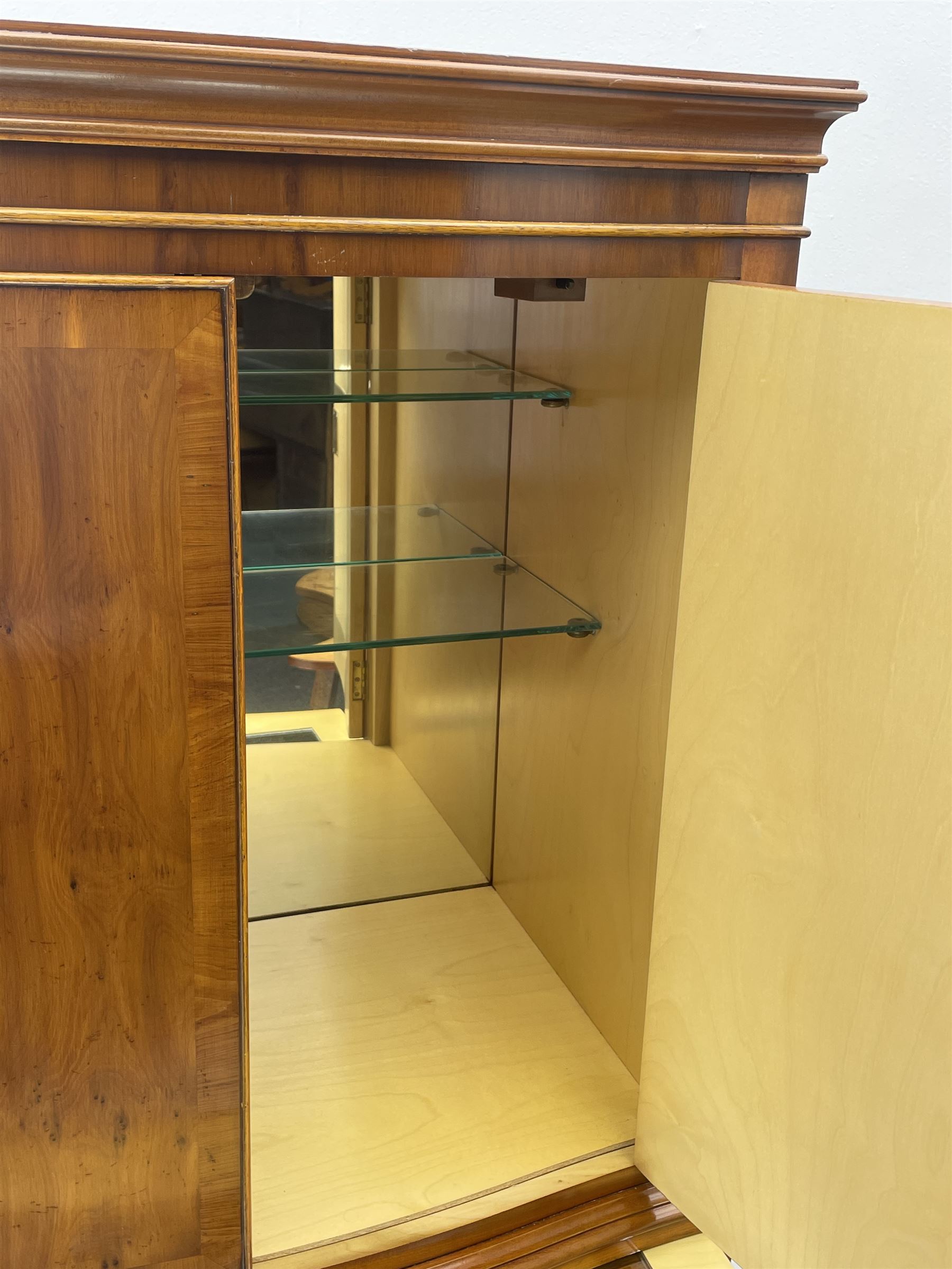 Bevan Funnell Reprodux yew wood cocktail drinks cabinet with illuminated interior