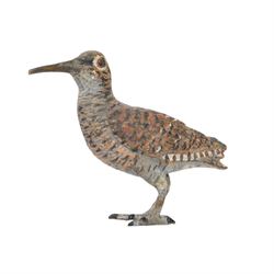 Cold painted bronze, of a woodcock, together with cold painted bronze pheasant, woodcock H6cm