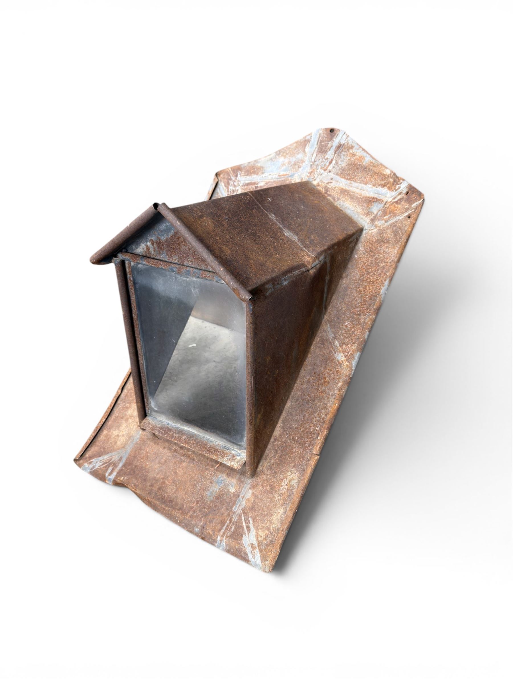 Pair of metal sloping roof lanterns with glazed windows