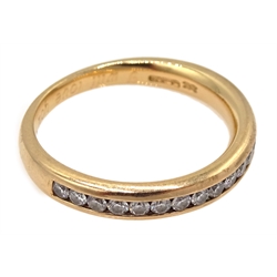  18ct gold round brilliant cut diamond, channel set half eternity ring, hallmarked  