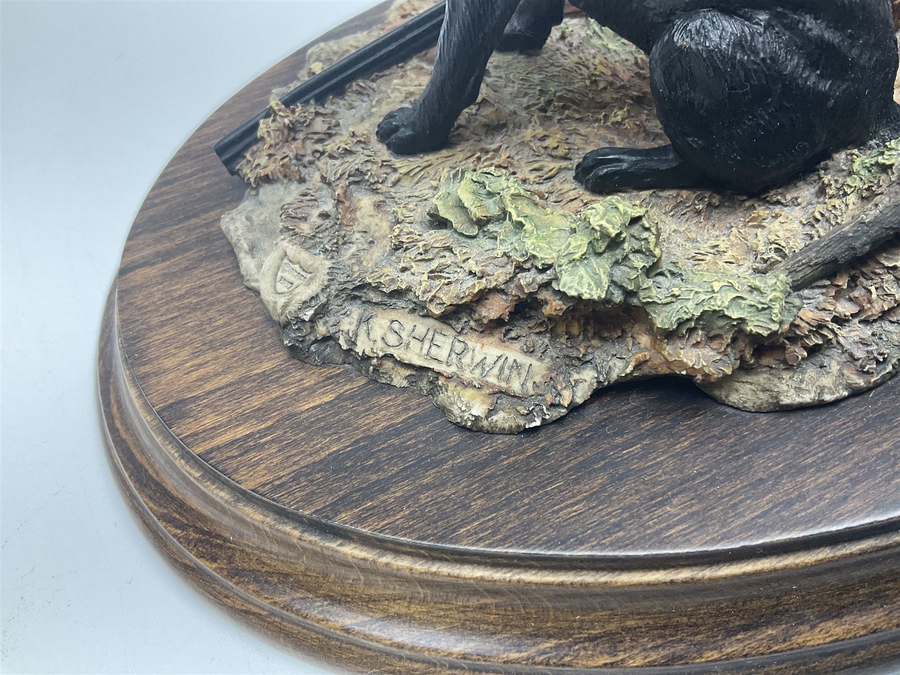 Four Country Artists figures, comprising Shooting figure group by K.Sherwin, Gun dog figure group, First Brace - Labrador and First Brace - Springer, largest H35cm 