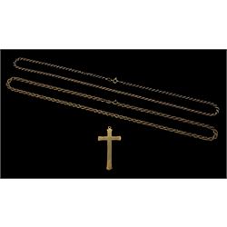 9ct gold jewellery, including two rope twist necklaces and a cross pendant, all hallmarked
