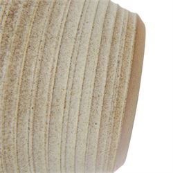 David White pottery lamp, of baluster form with elongated neck, with a brown spiral pattern on a cream ground, without shade H52cm