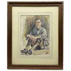 Albert Wainwright (Yorkshire 1898-1943): Portrait of a School Boy, watercolour signed with monogram 34cm x 25cm
Notes: Wainwright was a contemporary of Henry Moore's (1898-1986) they studied at the same school together