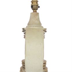 Bernard Rooke (British 1938-): two studio pottery table lamp bases, each with relief moulded abstract designs, signed with initials, tallest H40cm