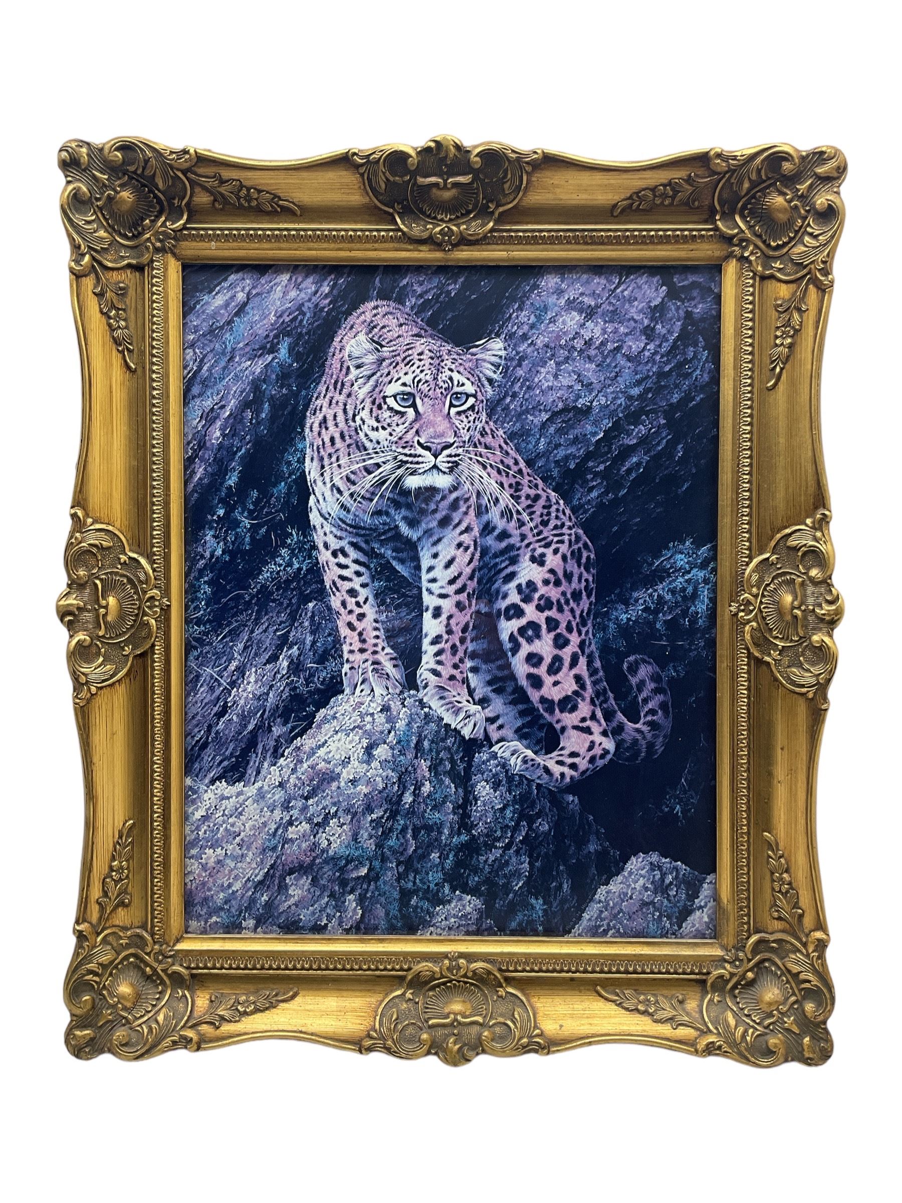 Alan M Hunt: Tiger, limited edition print in heavy gilt frame