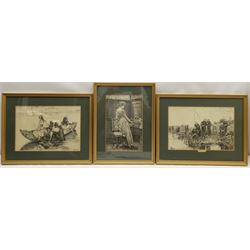 Walter Alfred Cox (British 1862-1908): Gathering the Hay, mezzotint signed in pencil 21cm x 29cm, together with three further engravings after F Riley, max 17cm x 26cm (4)