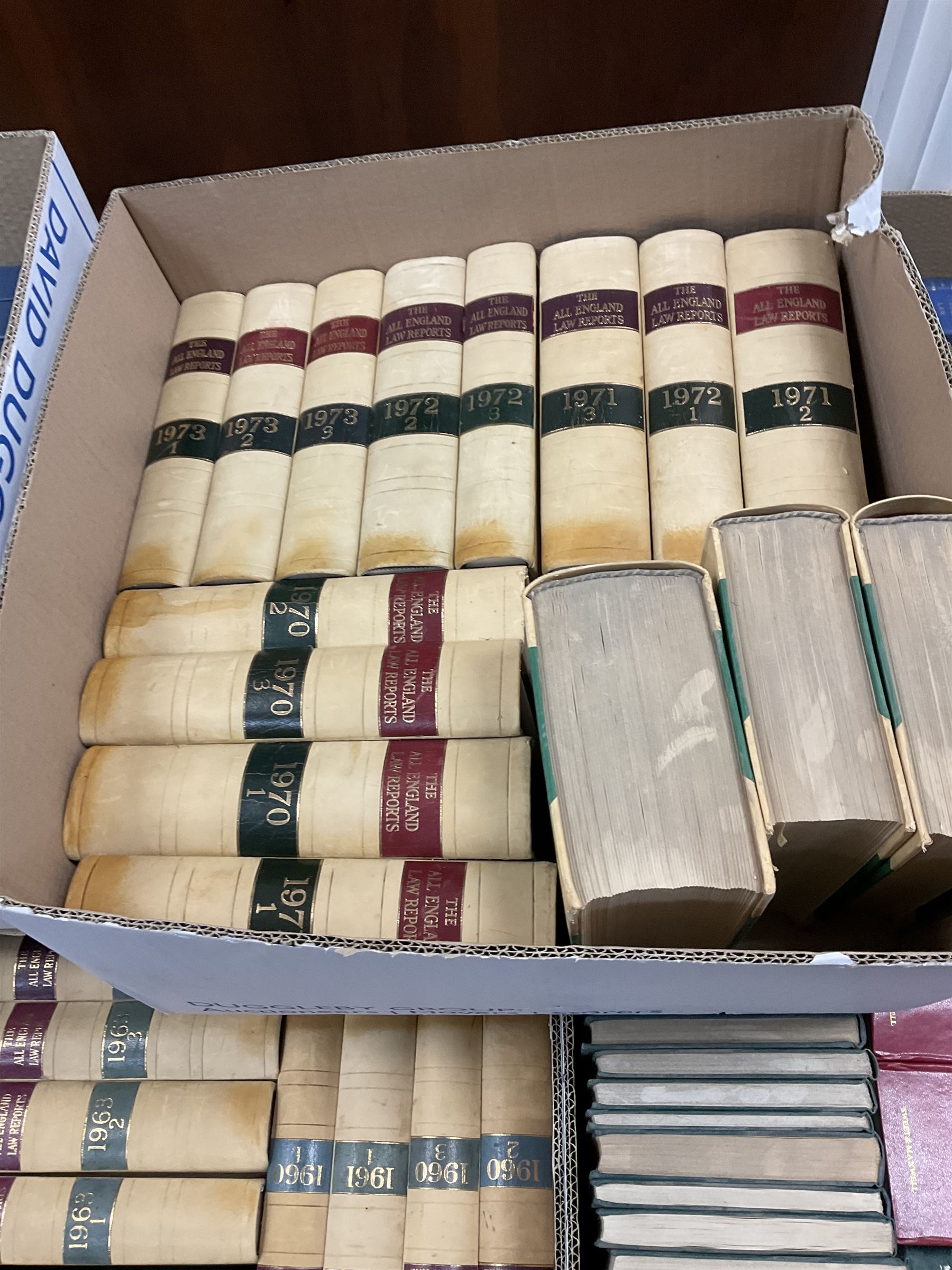 Large collection of law books, to include The All England Law Reports, Journal of Planning and Environment Law, Chambers Encyclopaedia, etc, in sixteen boxes 