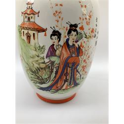 Collection of mostly Oriental ceramics, to include three 20th century Japanese Satsuma vases, two Japanese Imari plates, etc. 