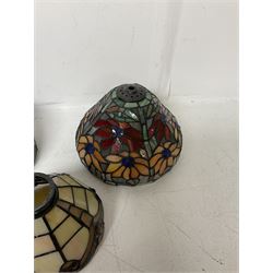 Three Tiffany style lamp shades, each with multicoloured floral decoration, largest D20.5cm