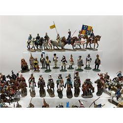 Ninety Del Prado cast metal mounted figures with two modern binders of periodicals entitled 'Cavalry Through The Ages'