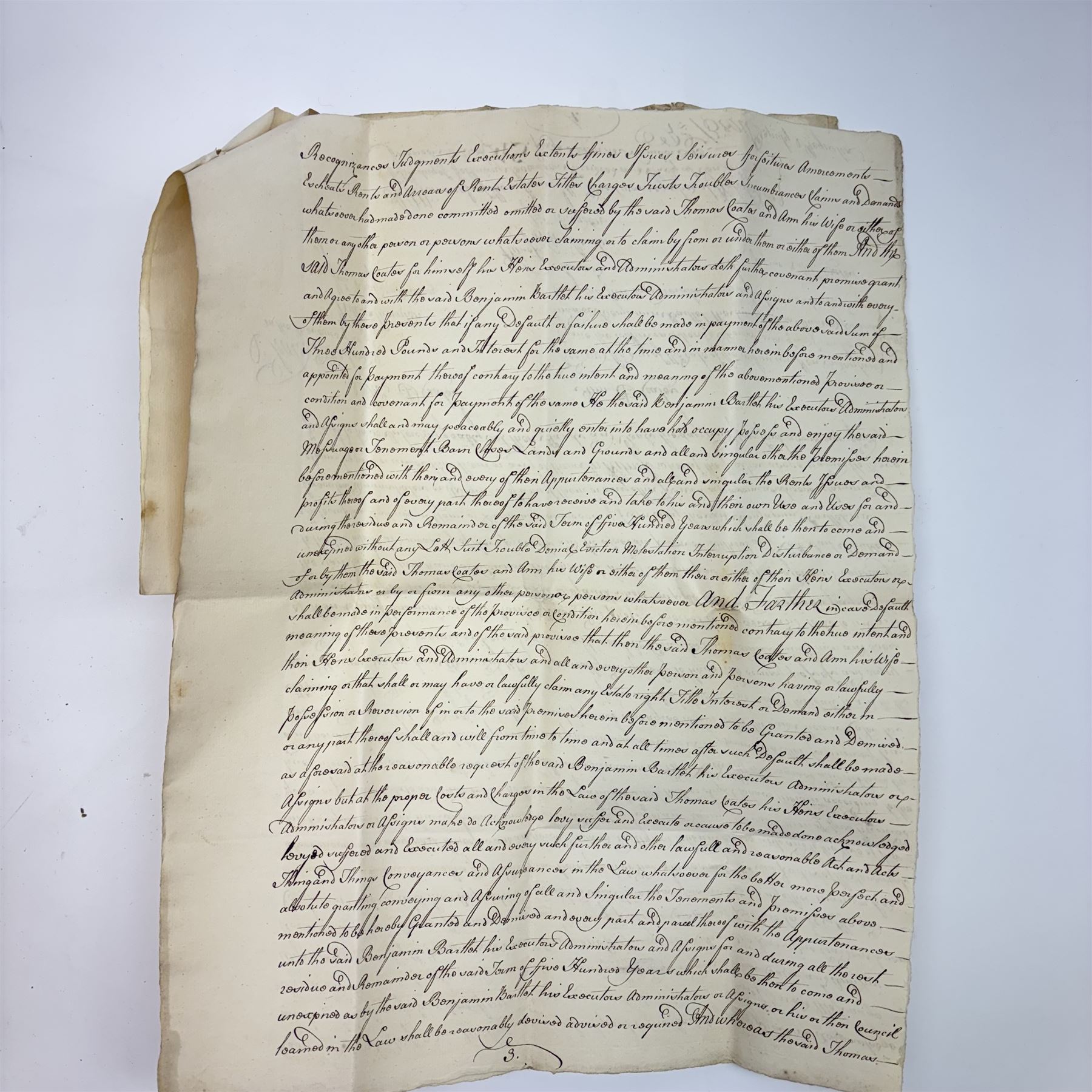 George III indenture on vellum with wax seal encased in metal, together with a collection of Georgian and later indentures and documentation 