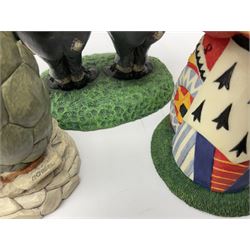 Goebel Alice in Wonderland figures, comprising Alice and Cat, White Rabbit, Queen of Hearts, March Hare, Tweedle Dee and the Mock Turtle, largest H18cm