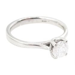 18ct white gold single stone round brilliant cut diamond ring, hallmarked, diamond 0.50 carat, colour E, clarity VSI, with GIA report