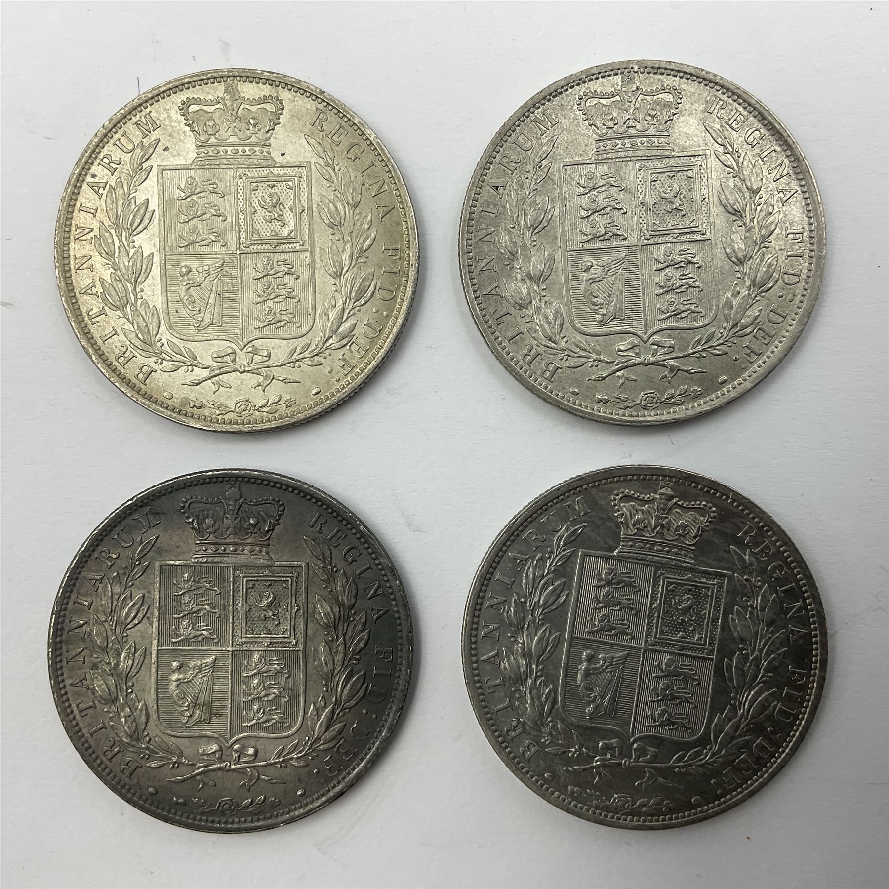 Four Queen Victoria 1887 silver halfcrown coins