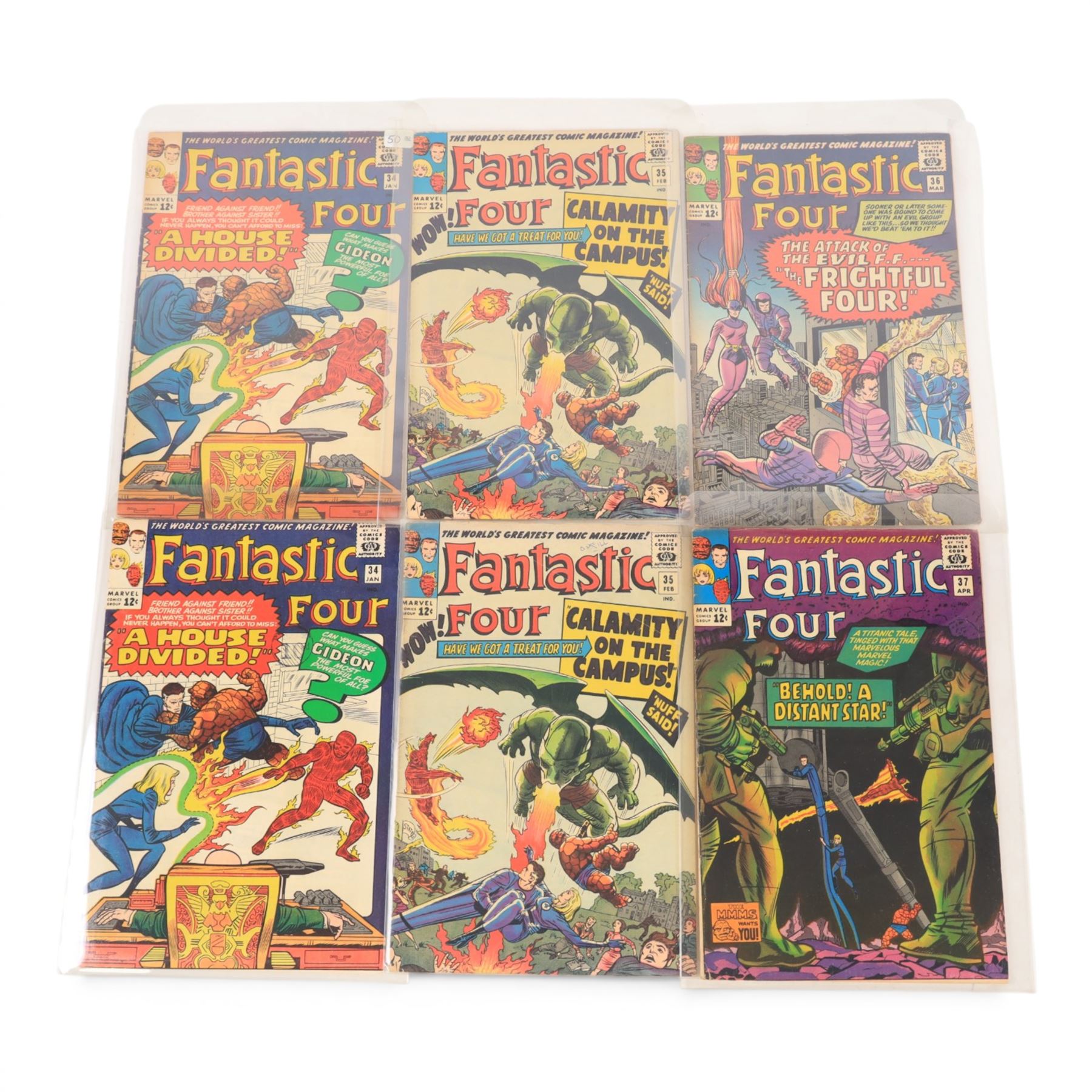 Fifteen Marvel Silver Age 'The Fantastic Four' comic books, spanning years 1963-1965, comprising issues #24, #27, #31-#40, including several duplicates