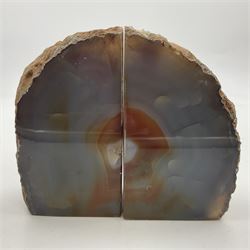 Pair of brown agate, natural edged bookends, H11cm