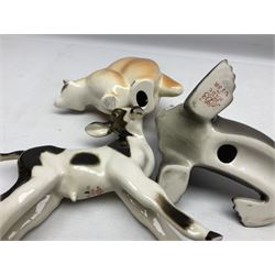 Collection of Russian Lomonosov USSR animal figures, to include  lynx, tiger, red panda, sealion, panada, etc 