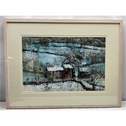 Mike Bernard (British 1957-): 'Snow Scape Yorkshire', mixed media signed, titled verso 38cm x 58cm