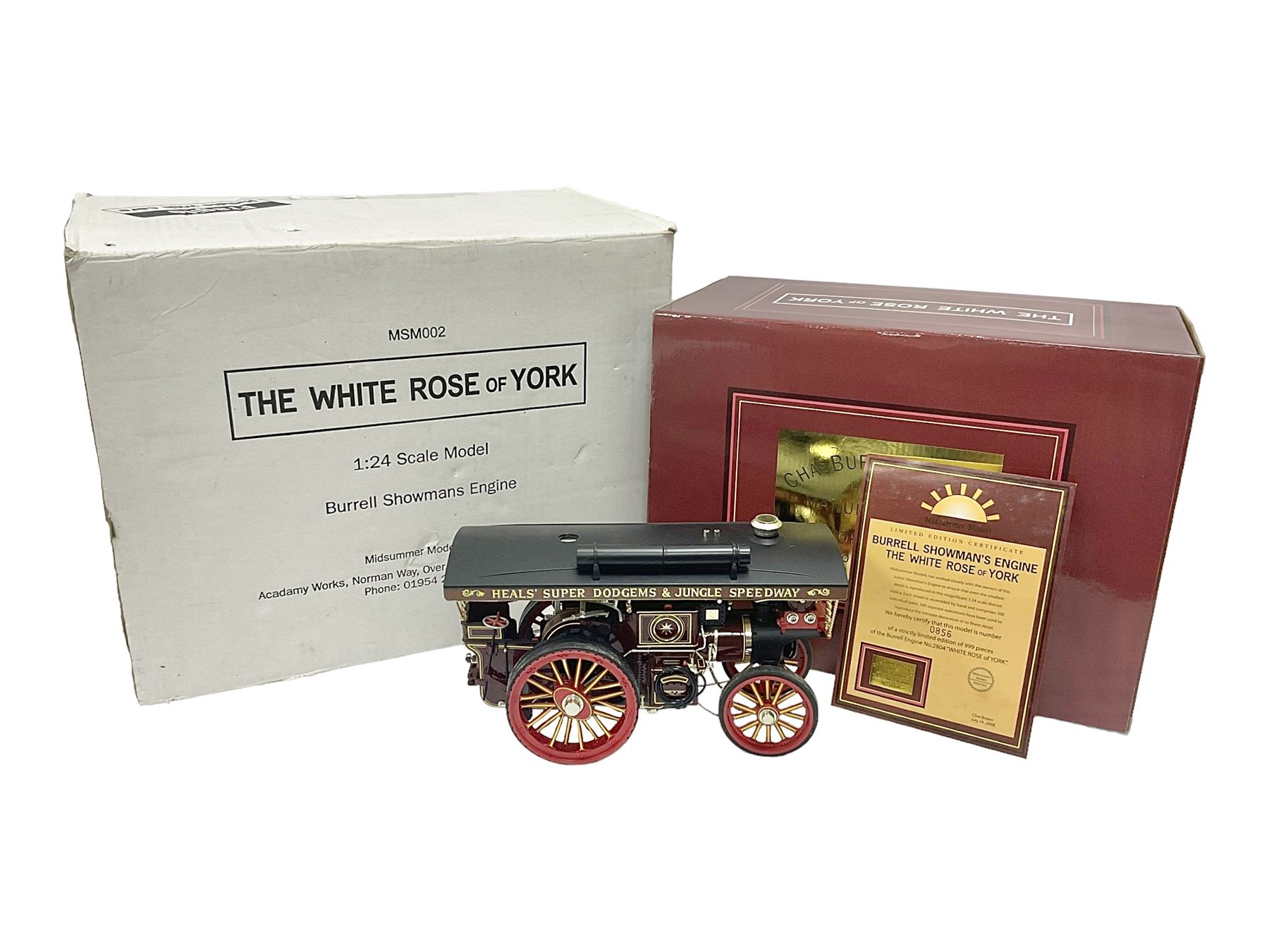 Midsummer Models 1:24 scale model Burrell Showman’s Engine No.2804 ‘The White Rose of York’ limited edition 856/999, with certificate of authenticity and original boxes 