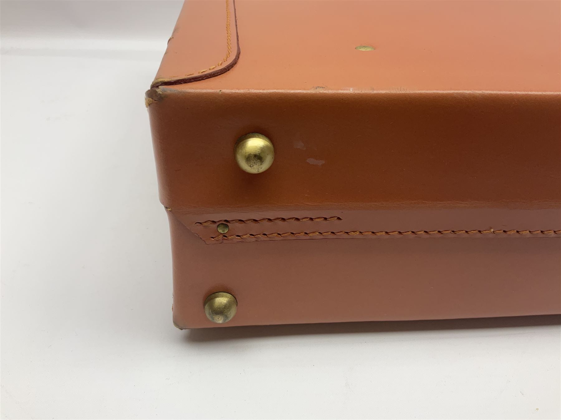 Papworth of Cambridge  leather attaché case, with brass fittings, with internal stationary compartments, H34cm, L47cm 