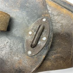 WWII German brown leather holster with side magazine pouch for a Walther P.38 semi-automatic pistol, stamped P38 and OWX 1941 on back L24.5cm