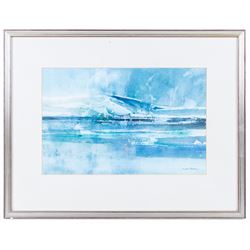 Gwilym John Blockley (British 1921-2002): 'Turquoise Seascape', watercolour signed, titled on gallery label verso 24cm x 38cm 