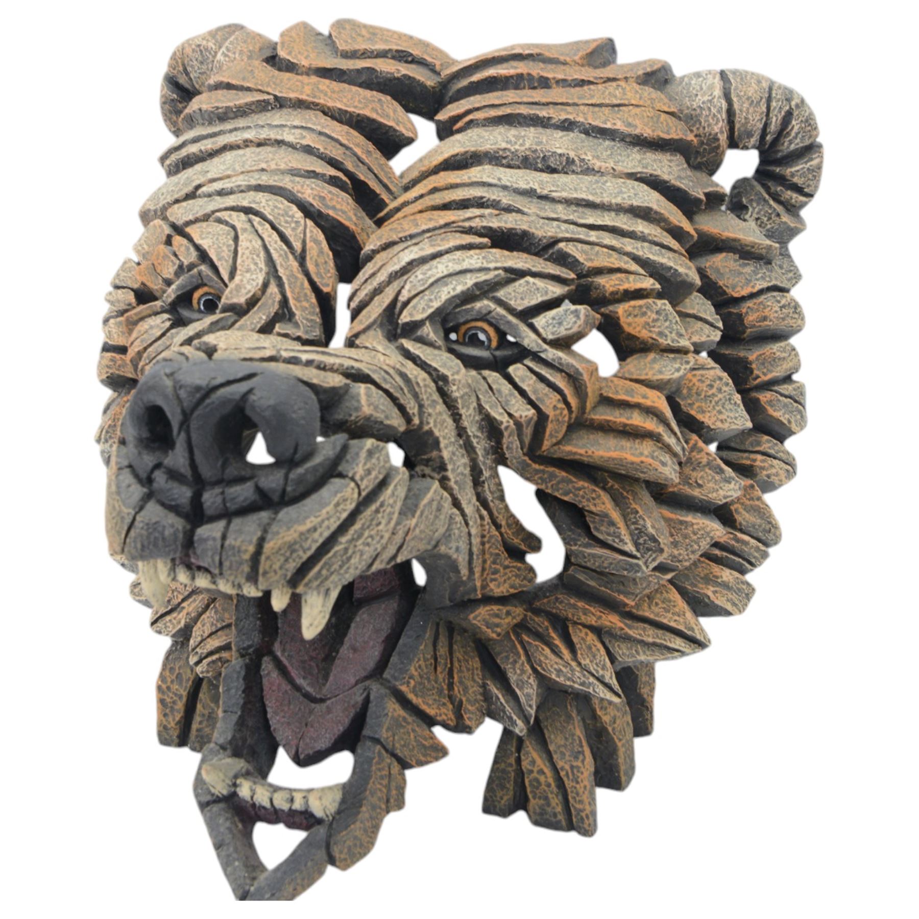 Matt Buckley, Edge sculpture, bear with mouth agape, showing teeth composite bust, H38cm