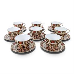 Royal Crown Derby Old Imari 1128 set of eight breakfast cups and saucers, cups, H8cm