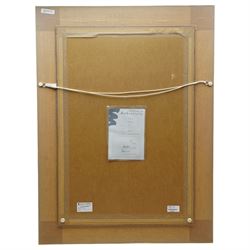 Fabian Perez (Argentina 1967-): 'Embrace II', limited edition hand-embellished giclee print on canvas signed and numbered 2/195, with certificate of authenticity verso 75cm x 50cm