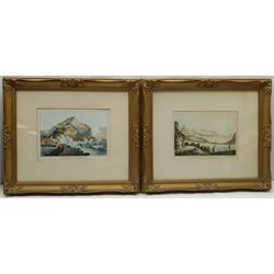 After J Stubbs (British 19th century): 'Scarborough Castle from the Pier' and 'Scarborough from the Bridlington Road', pair 20th century lithographs 20cm x 27cm; After Featherstone Robson: 'York Minster and Bootham Bar', colour print 23cm x 16cm (3)