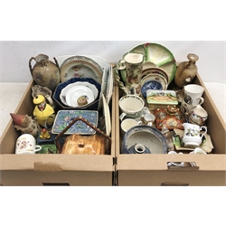  A large collection of assorted ceramics, to include two Royal Worcester candle snuffers, each with red printed mark beneath, a Royal Crown Derby paperweight 'Spotty Clown', a Rosenthal lustre bowl of hexagonal form, a number of transfer printed pieces including plates, bowls, mugs, etc.   